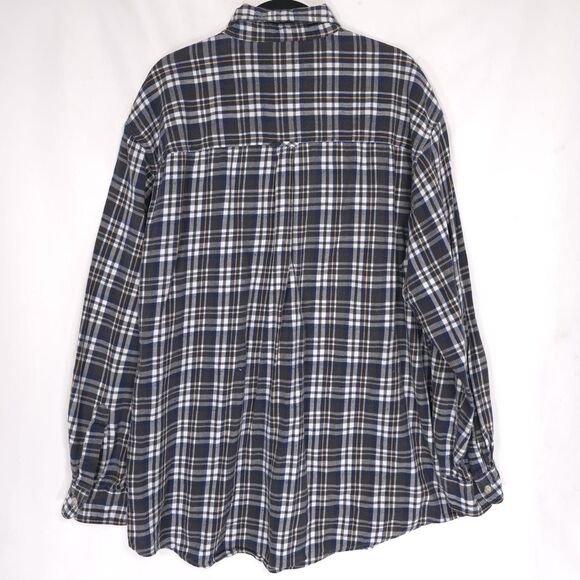 Vintage CHAPS RALPH LAUREN Plaid Shirt XL Flannel Cotton Navy Blue Men’s 234746 - Picture 8 of 9